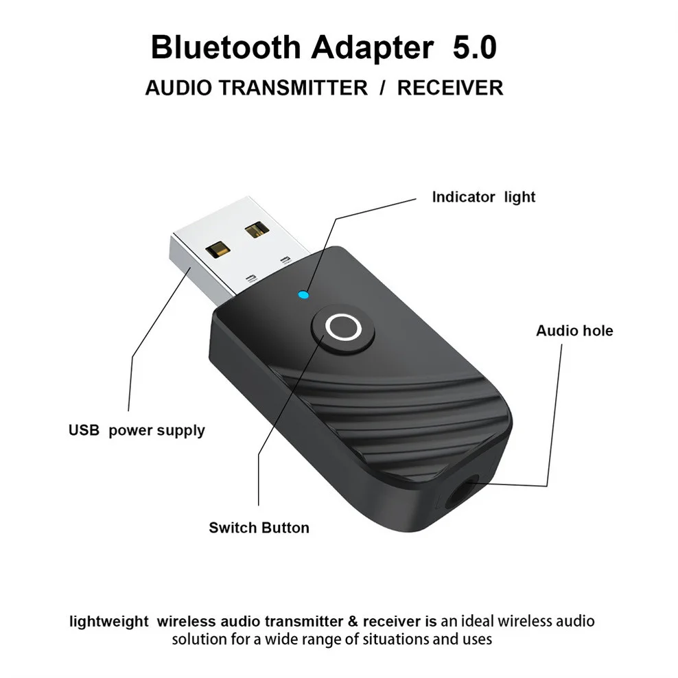 Lcckaa-receptor de Áudio e Transmissor Usb Bluetooth 5.0 Aplicar ao Computador Adaptador de tv Carro Saída Dupla Alto-falantes Fones de Ouvido em 1 - Imagem 4