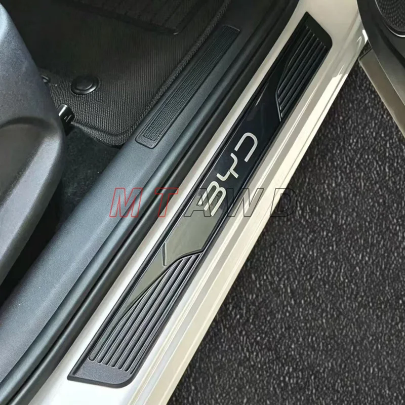 Para BYD Shark Sealion 6 Seal U 2021-2026, protector de umbral de puerta de coche de acero inoxidable cromado, embellecedor de pedal, cubierta de protección contra golpes, estilo y diseño.