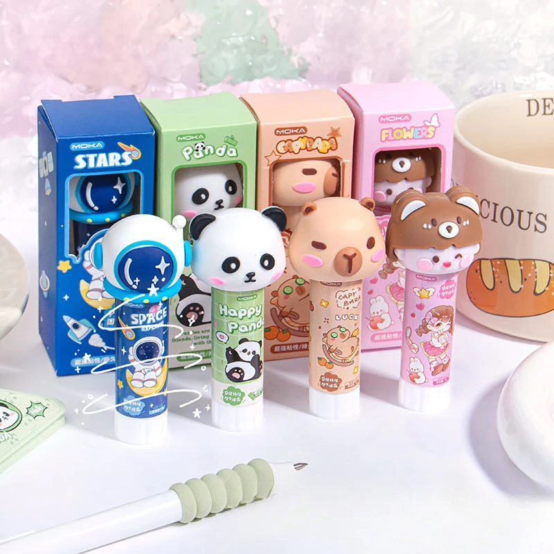 Colle solide dessin animé Capybara Kawaii, 1 pièce, adhésifs Super forts, bâton de colle mignon pour étudiants et enfants, fournitures de papeterie scolaires et de bureau, DIY bricolage