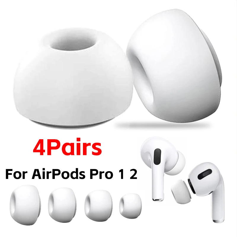 

4Pairs Soft Silicone Noise Reduction Ear Tips for Airpods Pro 1/2 XS/S/M/L Replacement Eartips Earbuds Accessories for Airpods