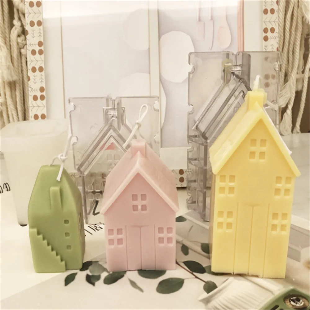 

3D Ins Small House Wooden Villa Silicone Candle Mold Scented Gypsum Diy Acrylic Moulds Soap Making Plaster Clay Wax Moule Bougie