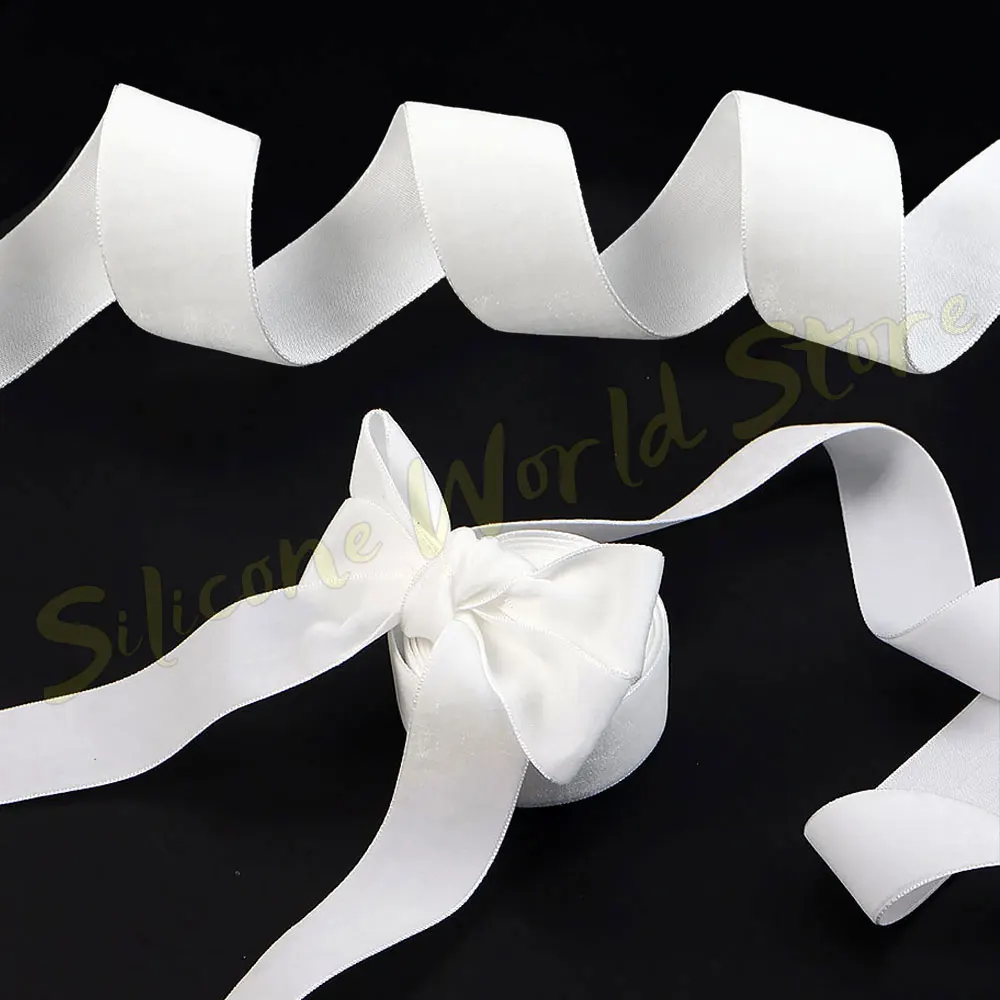 Silicone World White 25MM Single Face Velvet Ribbon Nylon Tape DIY Handmade Gift Bouquet Wrapping Supplies Party Home Decoration