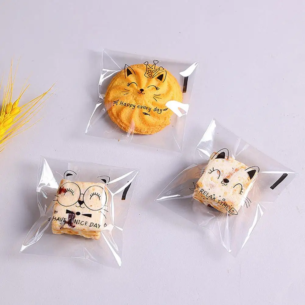 100Pcs Transparent Self-adhesive Cute Cartoon Animal Bread Paste Pineapple Buns Baked Sliced Toast Packaging Bags