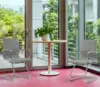 Office Desk Chair Set of 8,No Wheels PU Leather Computer Chairs Mid Back Guest Chairs with Seld Base for School/Reception/Confer 5