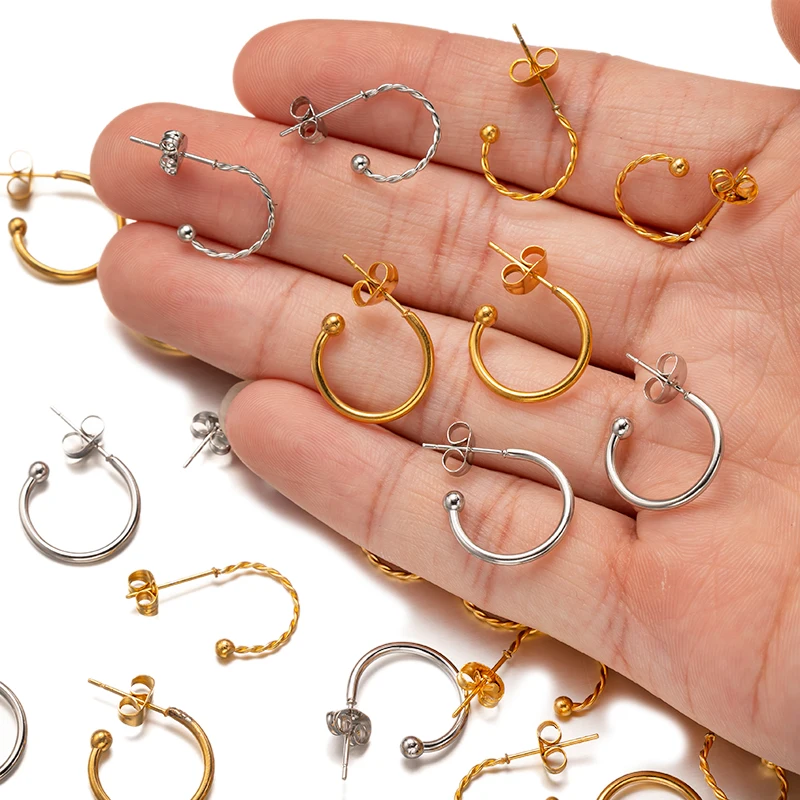 10 Stück Edelstahl-Strass-Kugel, hypoallergen, Ohrstecker mit Ohrrücken, DIY-Ohrring-Zubehör für Frauen, Schmuckherstellung – Detail 5