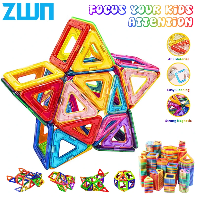 Magnetic Building Blocks Montessori Education Magnetic Building Blocks DIY Magnets Toys Big and Mini Size Designer Construction Set For Kids