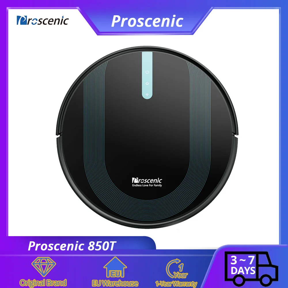 Proscenic 850T Robot Vacuum Cleaner with Vboost Technology, 3000Pa Big  Suction, 2 in 1 Cleaning Dust Collector, APP control
