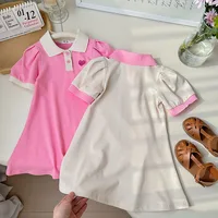 Robes Polo Élégantes pour Filles Été 2026 – Robe Tendance à Col Brodé Cœur pour Enfants de 1 à 7 Ans – Tenue de Vêtements pour Enfants 5