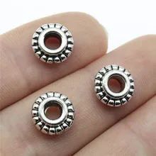  20pcs Spacer Beads Charms Antique Silver Color Big Hole Spacer Beads Charms Pendants For Bracelets Jewelry Making 