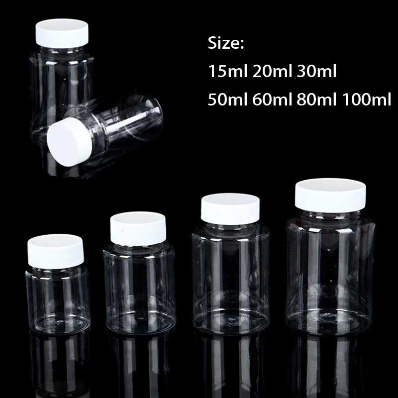 

50ml Empty 15ml 30ml Cap 100ml Plastic Seal 60ml Bottles Screw 5-30pcs Clear With 80ml Container Refillable 20ml Bottles