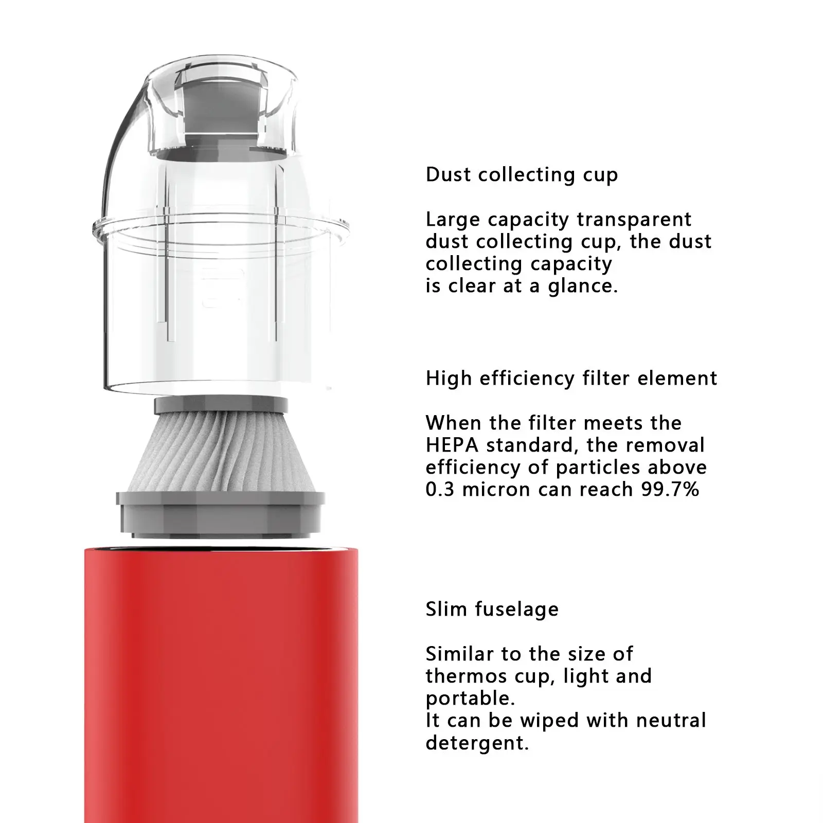 DSPIAE HC-V Hand-Held Cordless Vacuum Power Tools 70W Handheld Cleaner For Hard Floor Adjustable 2600MAH*2 5V Red handheld vacuum cleaner