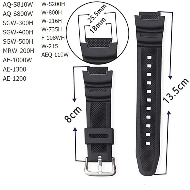 Correa de silicona de 18mm para reloj Casio, pulsera resistente al agua  para relojes Casio SGW-300/400/500 AQ-S810/1000W AE-1200/W-800H - AliExpress