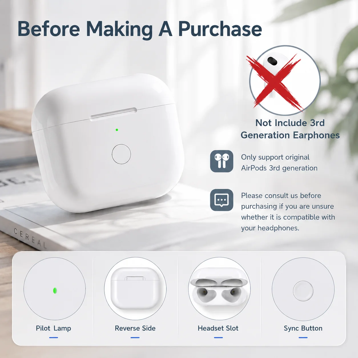 Premium Wireless Earphone Charging Case with LED Indicator and 600mAh Battery Capacity