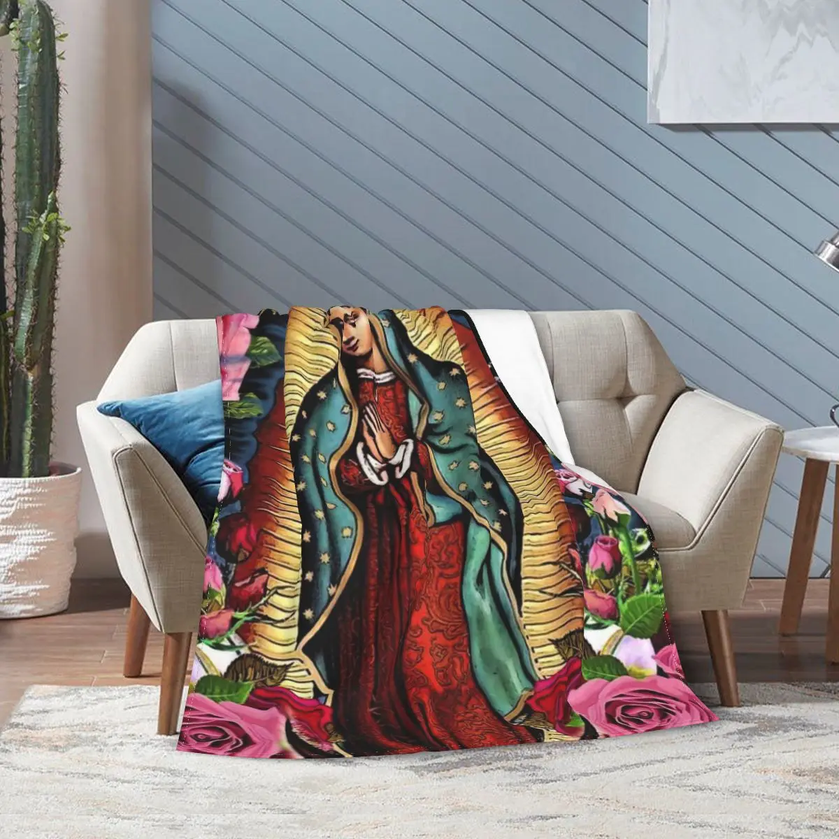 

Virgin Mary Flannel Fleece Blanket For Kids Teens Adults Soft Cozy Warm Fuzzy
