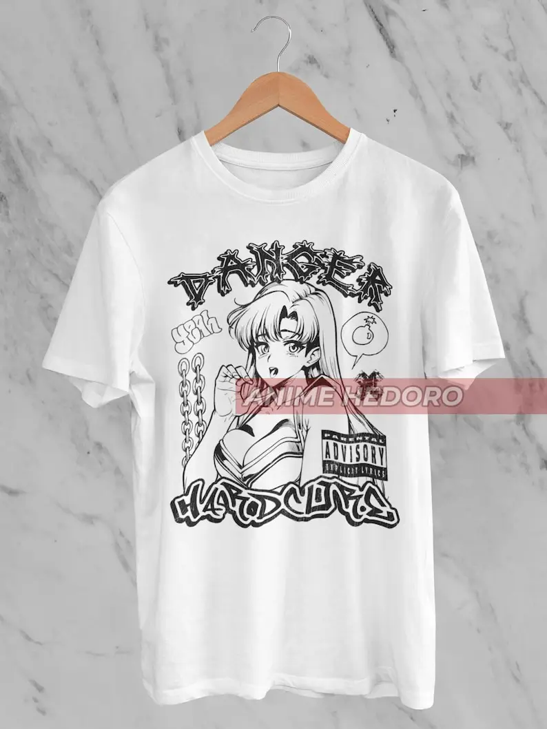 

Винтажная футболка унисекс в стиле аниме для девушек, рубашка в стиле манга хип-хоп Waifu