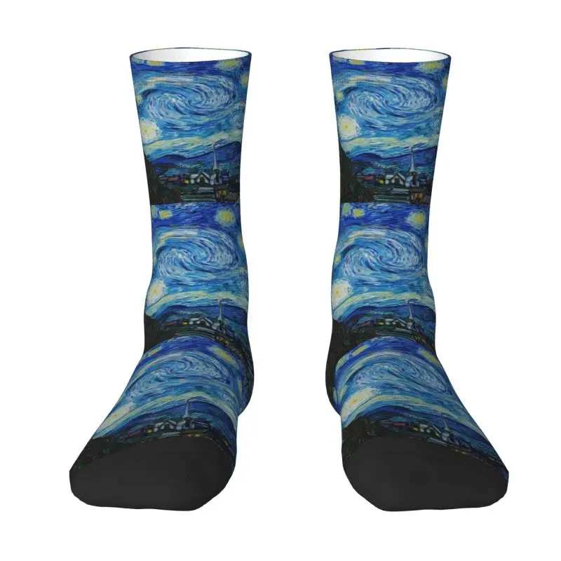 

Cool Vincent Van Gogh Starry Night Socks Women Men Warm 3D Print Oil Painting Art Sports Football Socks