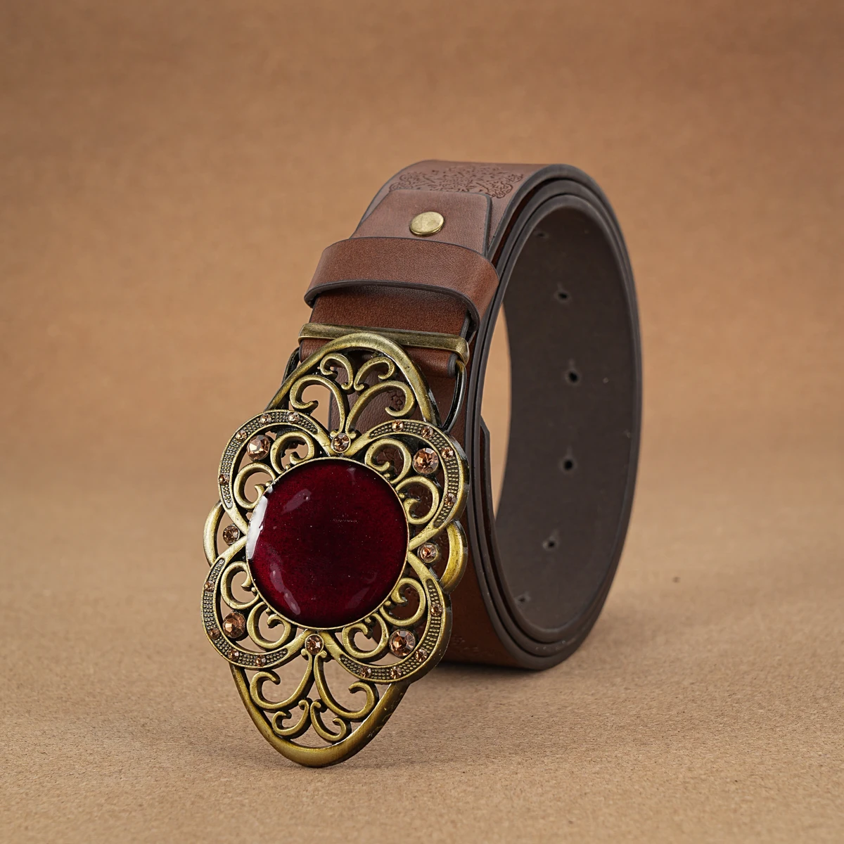 Western Vintage Fashionable Belt Decorative Printed Engraved Belt