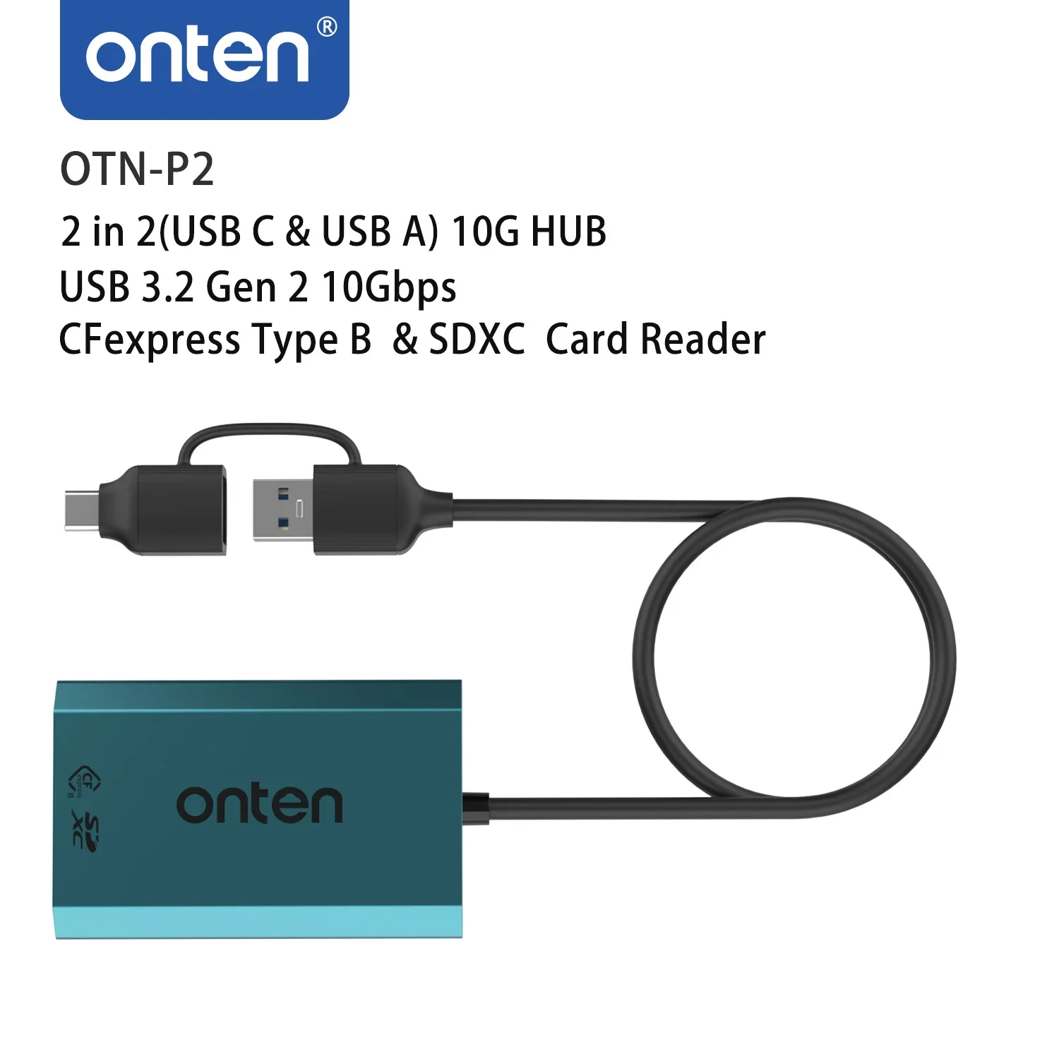 

OTN-P2 2 in 2(USB C & USB A) 10G HUB USB 3.2 Gen 2 10Gbps CFexpress Type B & SDXC Card Reader