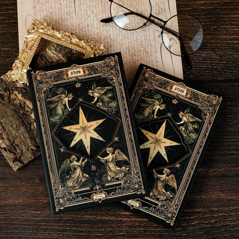 Black Gold Hexagram Tarot Cover Notebook Journal