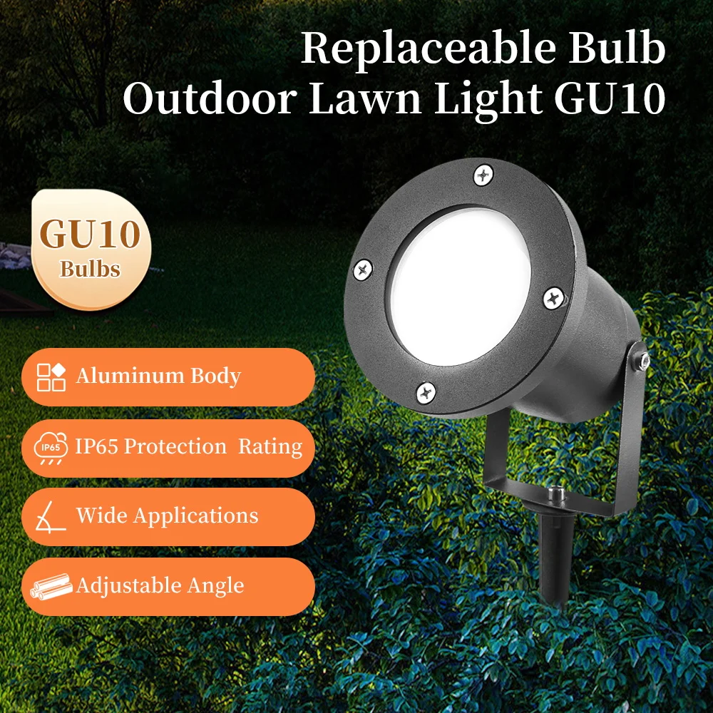 Lawn Lamp 85-265V Outdoor LED Lawn Light GU10 Replaceable Bulb Pathway Lamp Waterproof Garden Patio Lamp Landscape Spotlight Walkway Yard