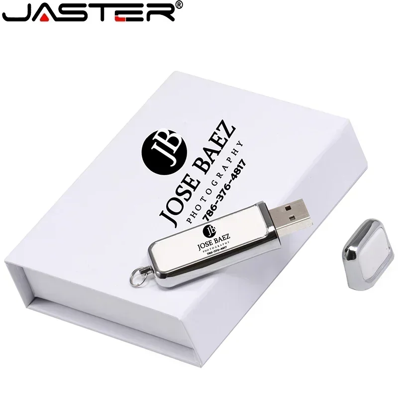 Jaster-high Velocidade Usb 2.0 Pen Drive de Couro Branco com Logotipo Personalizado Gratuito Memory Stick com Caixa Presente Comercial 128gb 10 Unidades por Lote - Imagem 2