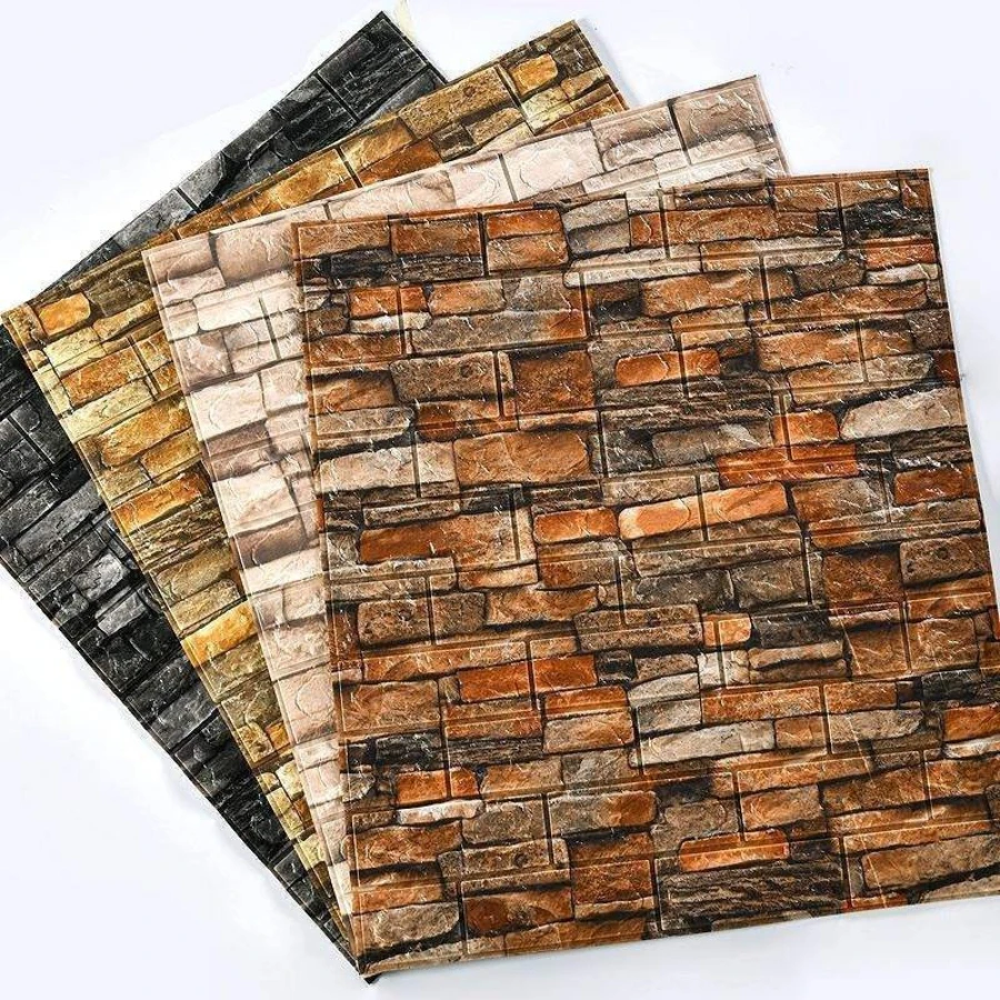 Self-adhesive Wall Stickers Coffee Houses Retro Brick Wall Decorations Waterproof Restaurant Renovation Wallpapers Foam Texture - 2