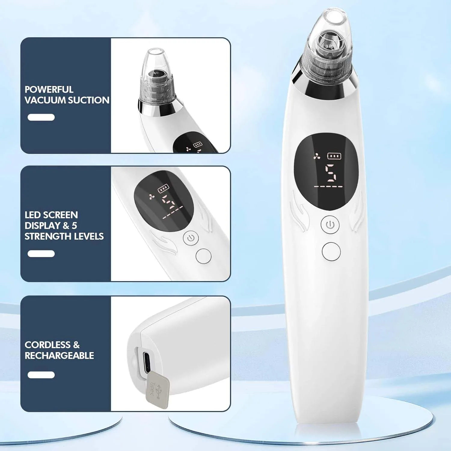 Remover Pore Vacuum Upgraded Black Head Remover for Face Electric Acne Comedone Whitehead Extractor Tools 5 Probes & Levels blackhead remover acne remover facial pore cleanser