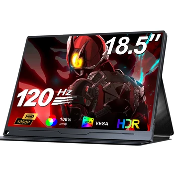 UPERFECT 120Hz 휴대용 모니터 18.5 인치 100 % sRGB 1080P VESA 및 스마트 커버 초슬림 및 경량 프레임리스 FHD FreeSync IPS HDR 게임 디스플레이 여행용 두 번째 모니터 PC 노트북