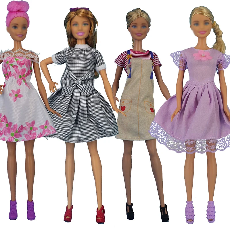 

4Pcs/Sets Official Mix Style 11.5" Doll Outfits Fashion Dress For Barbie Clothes Party Skirt For 1/6 Doll Accessories Kids Toys