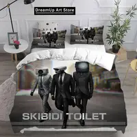 3D Print Fashion Game Skibidi Toilet Arale Bedding Set Boys Girls Twin Queen Full Size Duvet Cover Pillowcase Bed Adult Bedroom 1