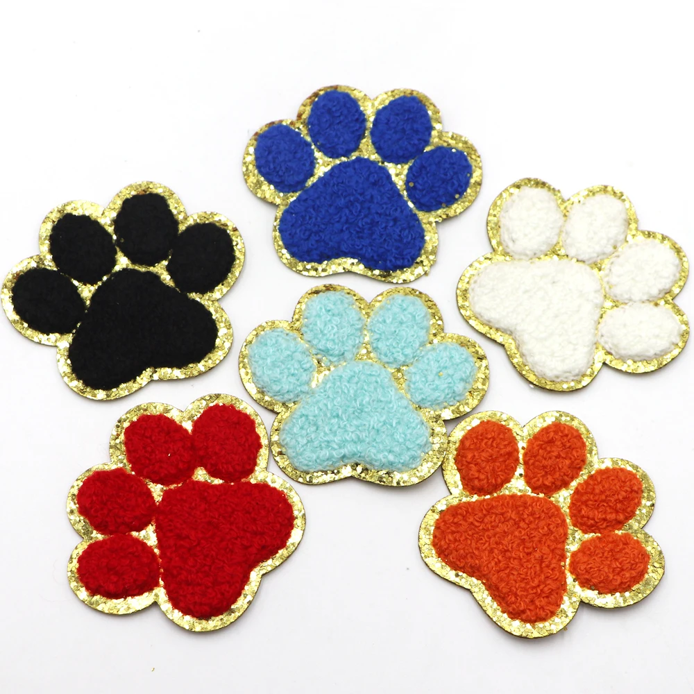 1pc neues Pfoten eisen auf Chenille Patches Handtuch gestickte Patches DIY Kleidung Applikation für T-Shirt Jeans Hut DIY Bastel bedarf
