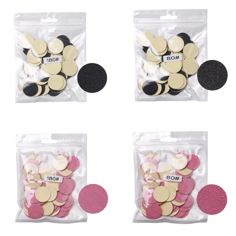 50 Pieces/Set 80/180 Grit Foot File Disc Callus Disks Replaceable Sandpaper Disc