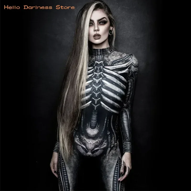 Halloween Devil Ghost Specter Jumpsuit Women Cosplay Skeleton Jumpsuits Carnival Party Performance Scary Costume