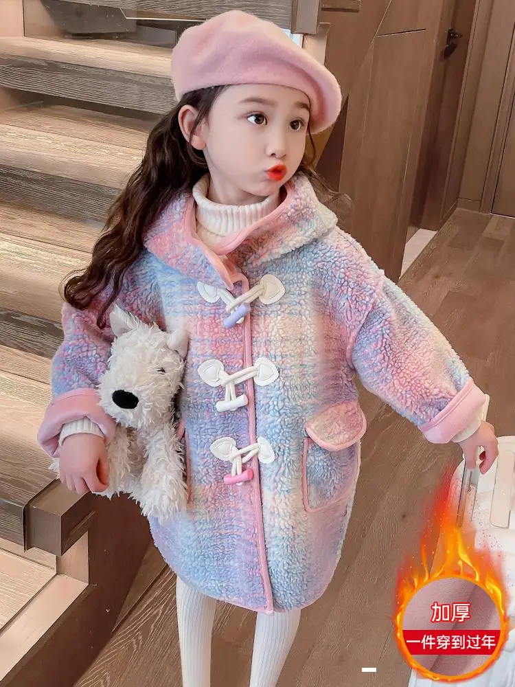 

24M-9Y Children Woolen Coats Autumn Winter Baby Girls Blends Jackets Midi Style Sweet Keep Warm Kids Outerwear Clothes Hw77