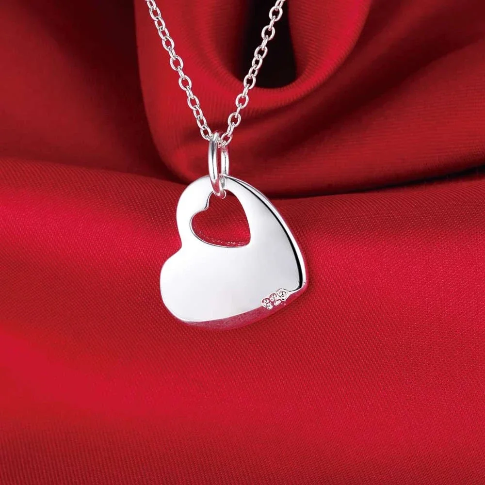 Pendant Necklace Silver Necklace Silver Pendant 925 Sterling Silver Romantic Heart Pendant Necklace for Women