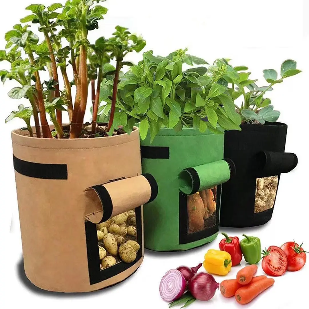 2Pcs Bags Garden Pots Planters Vegetable Planting Bags Grow Bag Farm Home Garden Tool Potato Cultivation Planting Woven Fabric