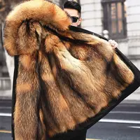 Parker Men's Imitation Fur Liner Winter Warm New Fur One-piece Coat Imitation Mink Fleece Mid-length Fur Coat 1