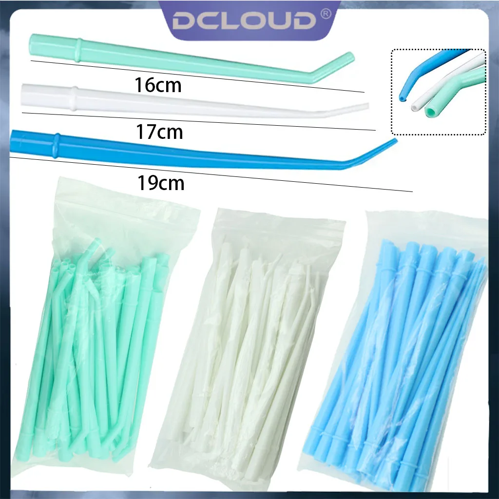 

DCLOUD 25Pcs/Bag Dental Saliva Ejector Tips Disposable Surgical Suction Tips Plastic Curved Tips Aspirator Strong Dentist Tools