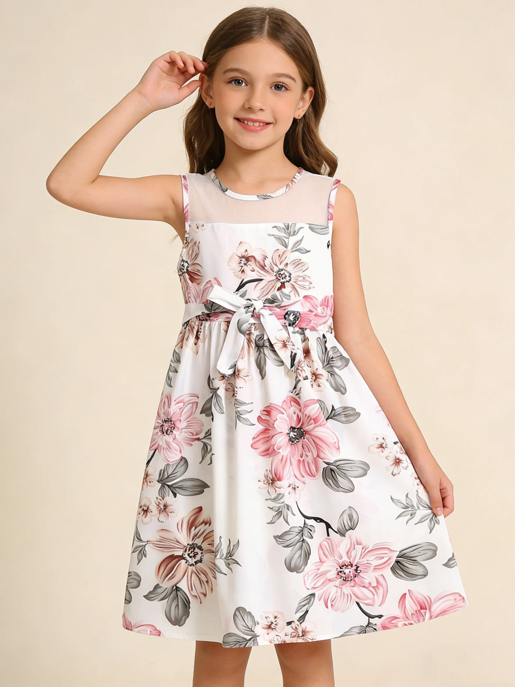 Girls Floral Lace Dress 6