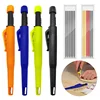 Solid Carpenter Pencil Set Deep Hole Mechanical Pencil Marker Built in Sharpener One-piece Design Pen Cap Stationery Supplies 2