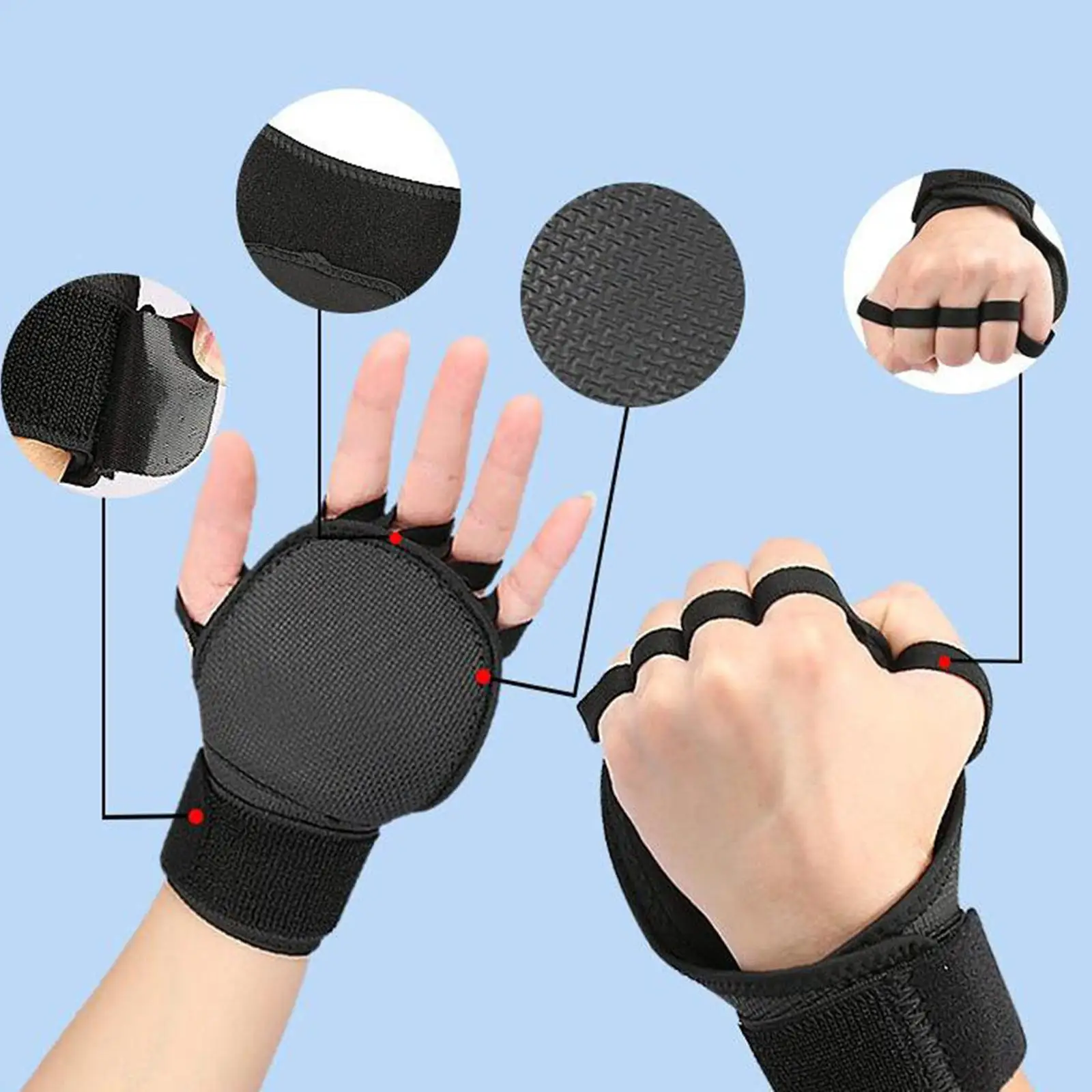 Power Lifting Hand Grips Gym Gloves Non Slip Workout Adults Gymnastics Grips for Powerlifting Dumbbell Fitness Shrugs Deadlift