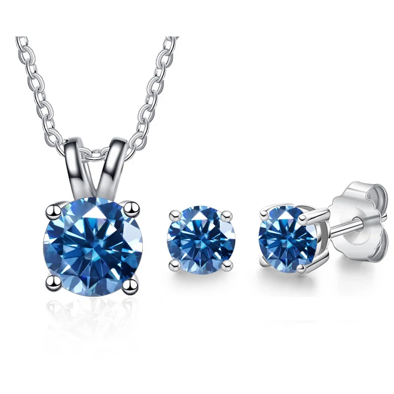Joycejelly Klassisches 925 Sterling Silber Schmuckset mit 1ct Echtem Moissanit-Stein Hochzeit Ohrringe Halskette für Damen Braut – Detail 10