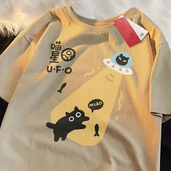 American Retro Short Sleeved T-shirt Men/Women 2025 Summer New Korean Ins Neutral Style Round Neck Top 1