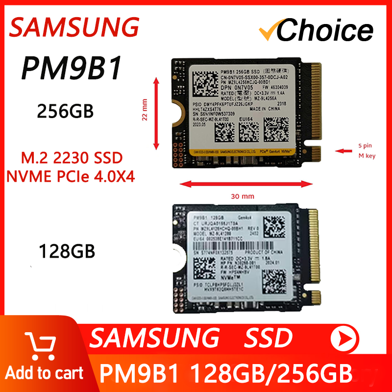 SAMSUNG M.2 2230 30mm NVMe PCIe Gen4 x4 TLC SSD PM9B1 for Thinkpad ProBook Latitude EliteBook Ideapad Inspiron