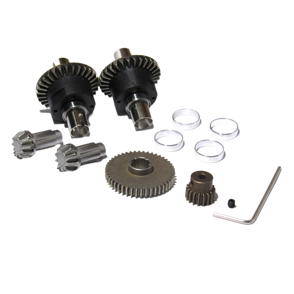 BAAU Metal Differential Upgrade Pinion Gears, Main Gear, Motor Gear, and Screw Set Part for 1:16 16101 16102 16103 RC Car