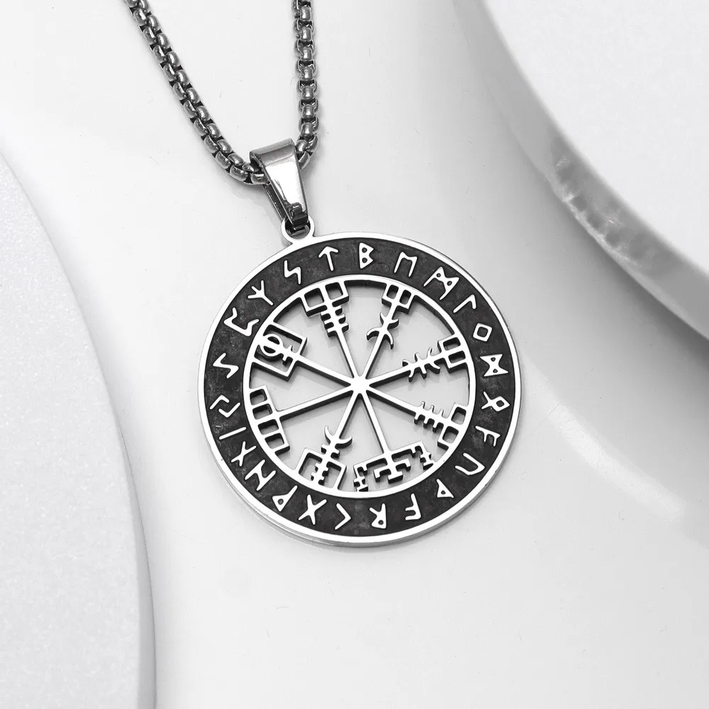 Nordic Rune Viking Fear Shield Ciondolo Charm Collana Da Uomo Moda Natale San Valentino Regalo Protettore Accessori Per Gioielli