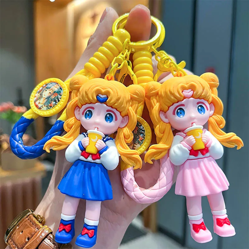 New Sailor Moon Figure Keychain Cartoon Cute Girl Keyring Pendant Women's Car Key Chain Accessories Bag Charm Gift for Daughter