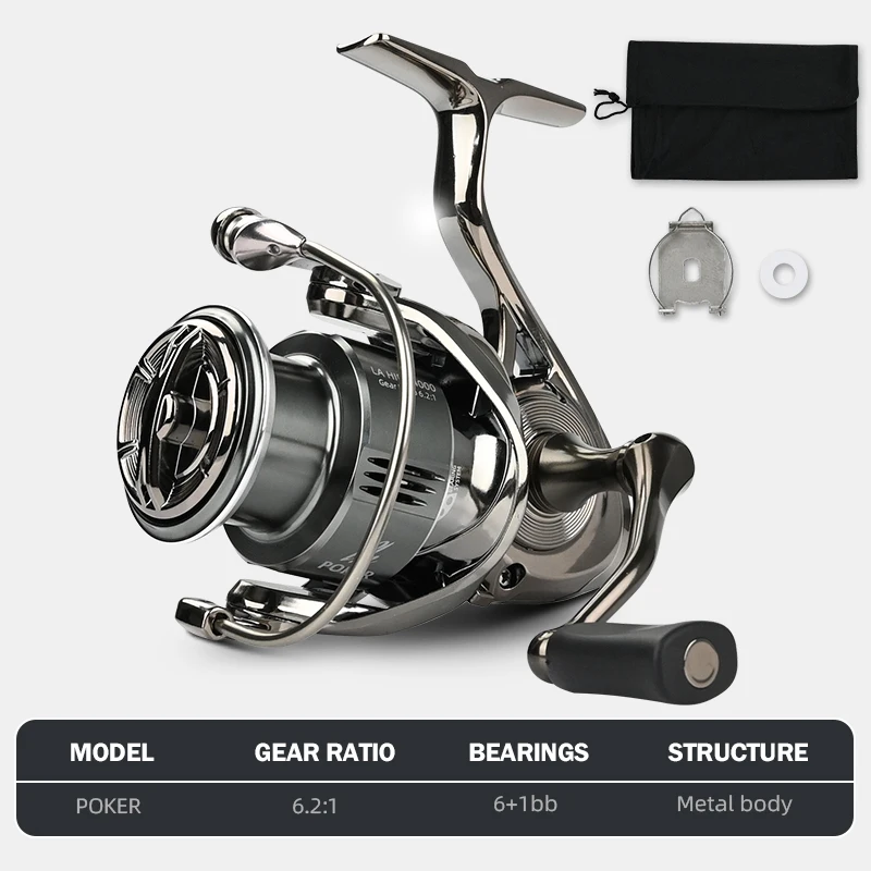 MEREDITH NEW POKER Alloy Metal Body Spinning Fishing Reel 6.2:1
