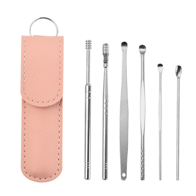 6PCS Ear Cleaner Wax Removal Tool Earpick Sticks Earwax Remover Curette Ear Pick Cleaning Ear Cleanser Spoon Health Care
