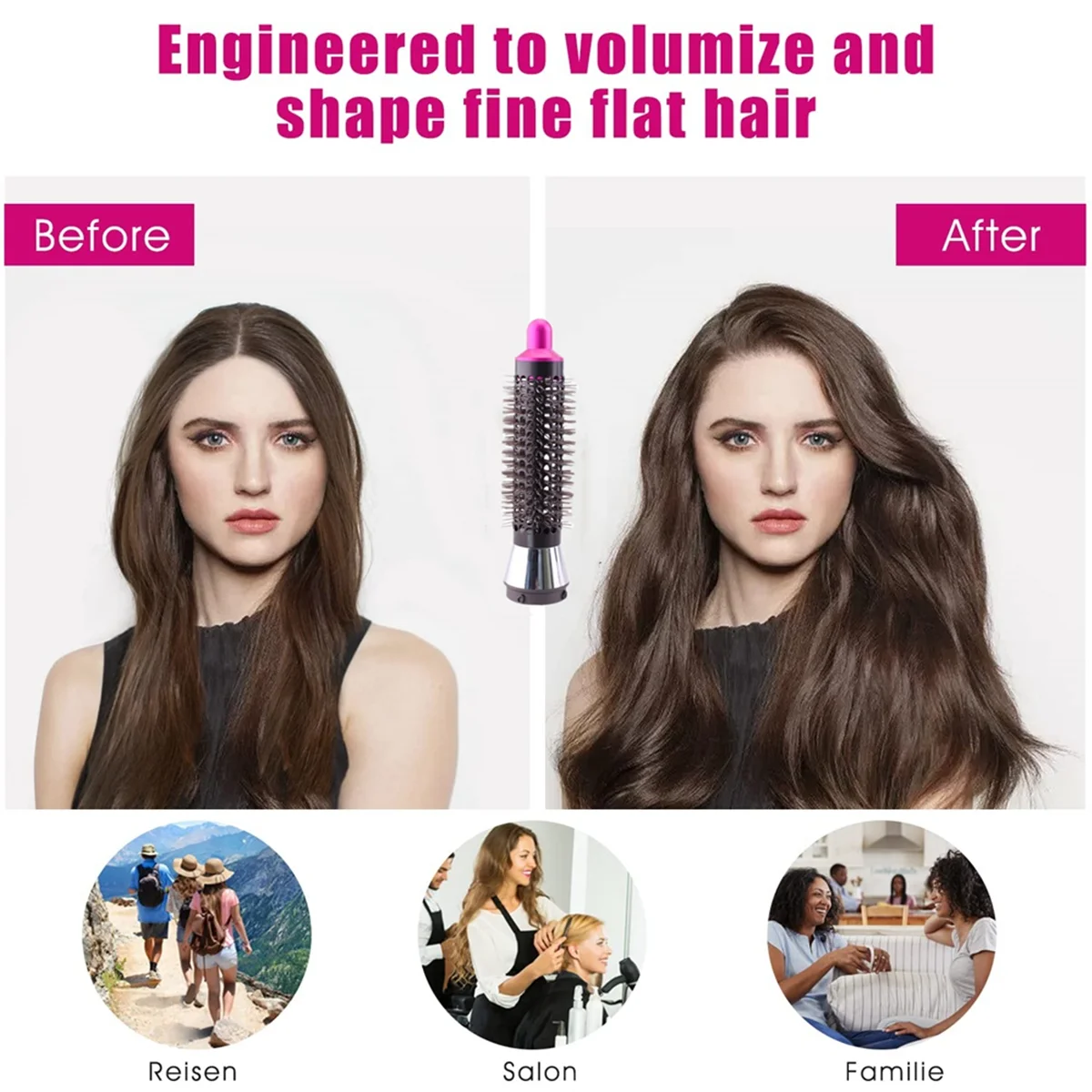 2Pcs Round Volumizing Brush for Dyson Airwrap Hair Styler Limp Flat Hair Volumizer Attachment Tool A 2
